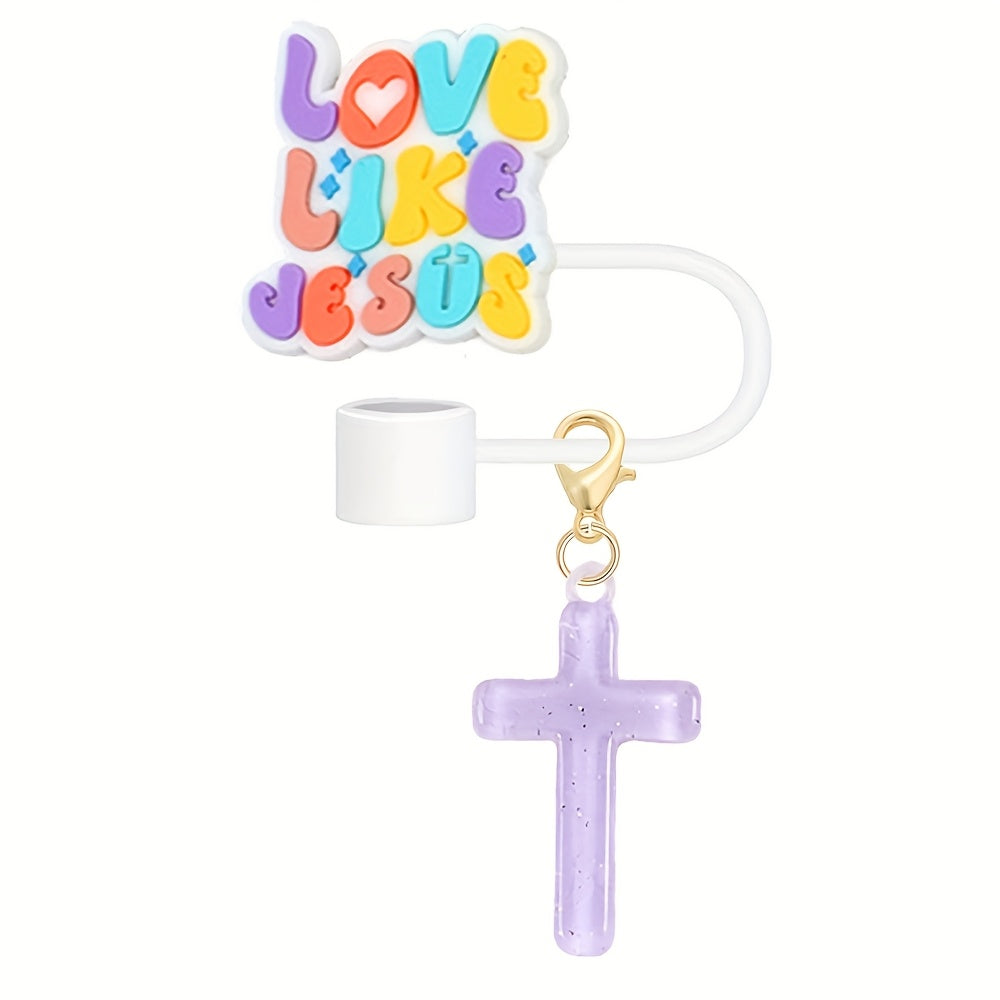Shiny Pink Words Design Portable Straw Lid with Charm - Cup Tumbler Accessories - Beverage Cup Topper with Clip-On Bling Butterfly Ornament, 1.8in Diameter, Cute and Functional Sports Water Bottle